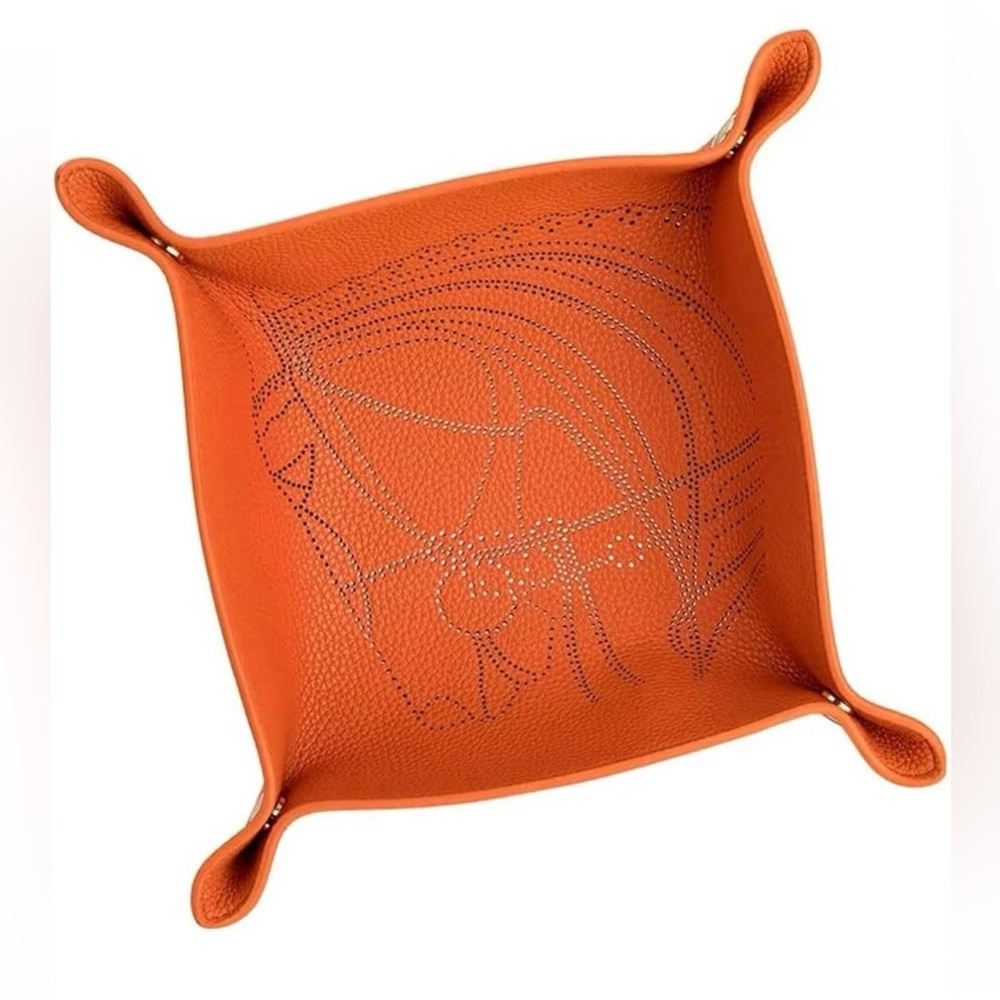 Leather horse key/ jewelry/valet tray perforated equine horse head